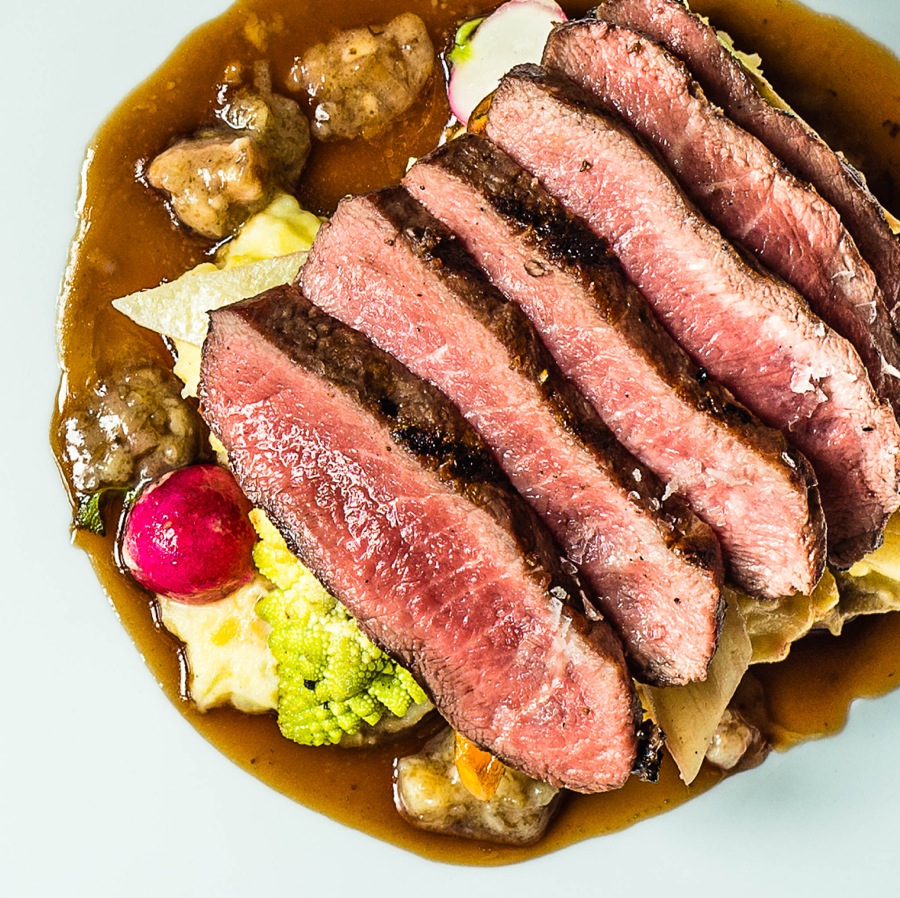 Beautifully cooked rare beef