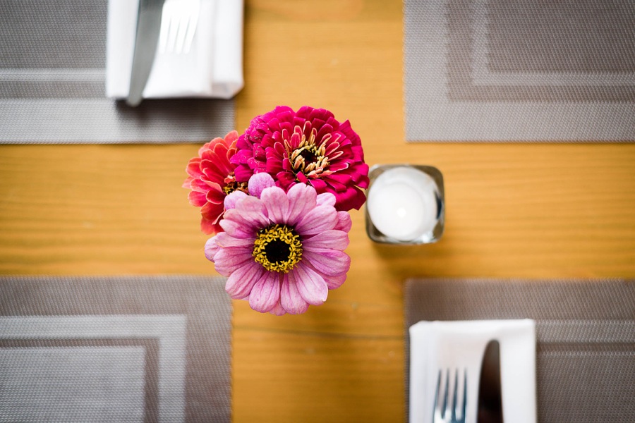 Waterfront Wines Restaurant flowers on table
